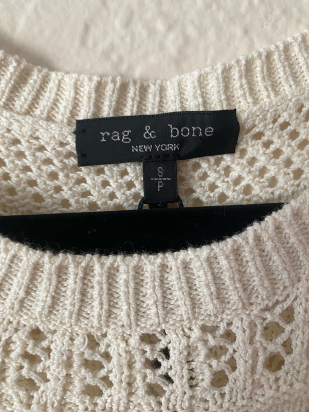 rag & bone Renee Pointelle Sweater Mini Dress Size S Cream Crochet Knit Chic - Picture 3 of 7